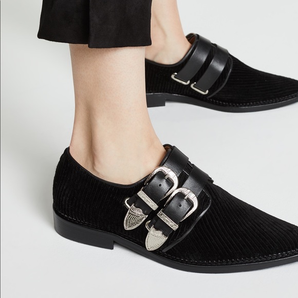 Toga Pulla Black Corduroy Double Buckle 